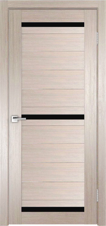 Фото Межкомнатная дверь Легенда Z-4 тон Кремовая лиственница Стекло Лакобель черное