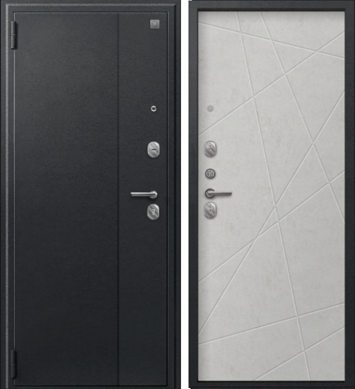 Дверь A-03 черный сатин - бетон светлый DIS007330
