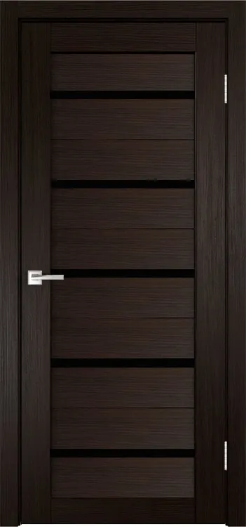 Фото Межкомнатная дверь Легенда X-3 тон Венге Остекление Лакобель черное